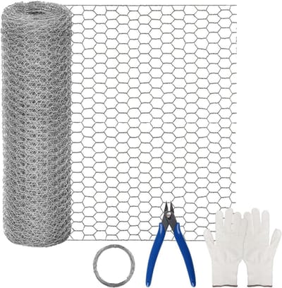 Hexagonaal Gegalvaniseerd Kippengaas 15.8" x 393" voor Tuinprojecten, Dierenbescherming en Creatieve Klussen met 1.5cm Mesh