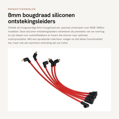 Bouging wire 8mm - Rood siliconen ontstekingskabels - Betrouwbare vervangingen - Verbeterde motorprestaties - Homevero