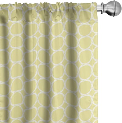 ABAKUHAUS Geometrische Voorhangen – 2x75x175 cm – Bleekgeel/Wit