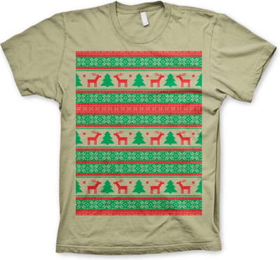 Heren Tshirt -M- Christmas Knit Pattern Groen