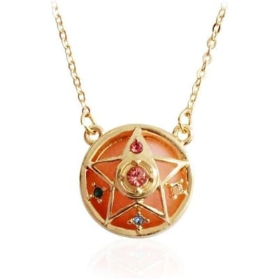 Collier Tendance Simple pour Femme Métal Tridimensionnel Rond Étoile Strass Pierre Précieuse Pendentif Bijou de Mode Cadeau pour Femmes or