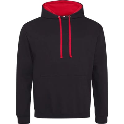 Just Hoods Varsity Hoodie JH003 - JET BLACK/FIRE RED - 4XL