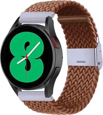 By Qubix - Geschikt voor Garmin bandje - Geschikt voor Garmin Venu / Sq / Sq2 / 2 plus - Braided nylon bandje - Bruin - Smartwatch bandje 20mm