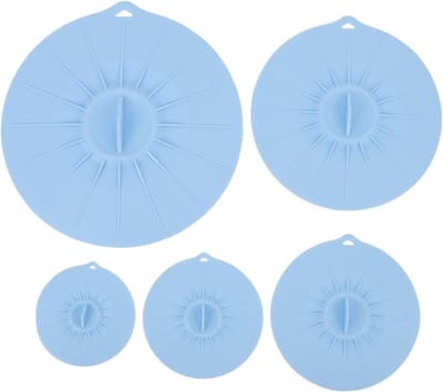 Siliconen Dekselset - Zuigdeksels Hittebestendig - Voedsel Bewaren - Sterke Adsorptie - 5 Delig - Blauw