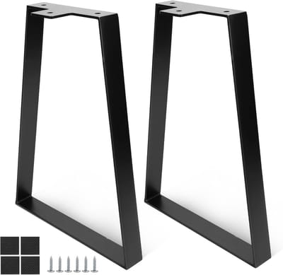 Set van 2x Zwarte Trapezium Tafelpoten 40cm Metaal - Stevig Onderstel voor DIY Meubels