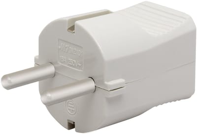 Inline Stekker Wit Met Randaarde – Losse In-Line Netstekker Met Beschermingscontact – AC Stekker 230V 16A – Montagebare Stekker Voor Snoerverbindingen En Elektrische Apparaten [05935]
