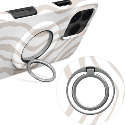 MIO by Mobilize Ring Holder - Universele MagSafe Ring Houder - Vinger Houder - MagSafe Standaard - 360° Draaibaar - Smartphone Grip - Met Plakbare MagSafe Ring - Sandy Zebra