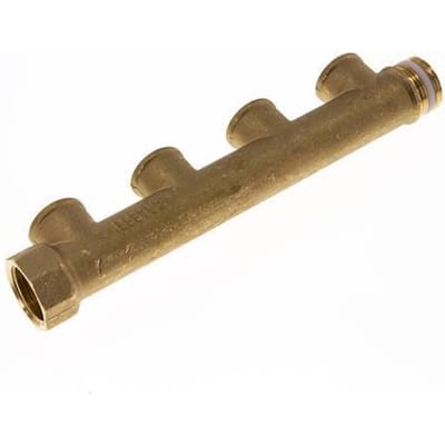 G 3/4'' x 4xG 1/2'' F/M/F Messing Verdeelstang 10 Bar - FLM-FMF-B-034G-012G-4M