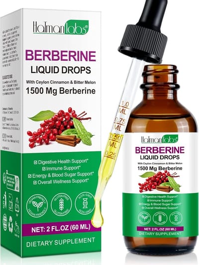 HatmanLabs Berberine Liquid Drops 60 ml – Vloeibare Berberine Druppels 1500 mg – Met Ceylon Kaneel & Bitter Meloen Extract – Vegan Supplement