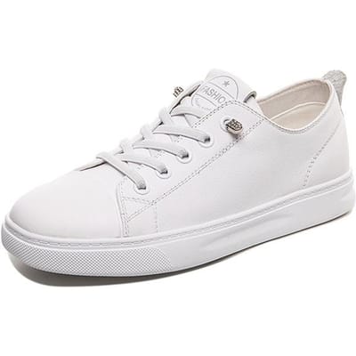 Toplaag Koeienhuid High-top Echt Leer Kleine Witte Schoenen voor Dames In Nieuwe Alles-match Platte Zool Casual Koreaanse Stijl Sneakers voor Dames 38 white