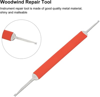 Instrument Veerhaak - Reparatiegereedschap Houtblazers - Instrument Onderhoud - Dubbele Kop Ontwerp - 22.7 x 7 x 2.9 cm - Rood