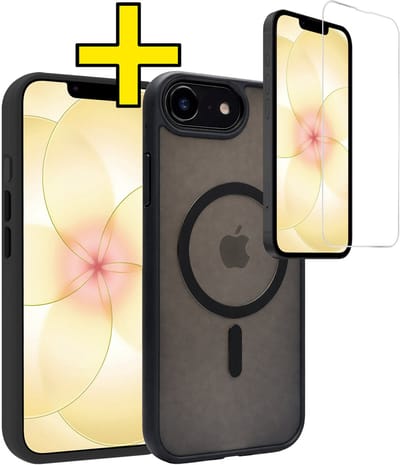 Hoesje - Met Screenprotector - Geschikt voor Apple iPhone 17e - Magsafe Compatible - Sterk & Shockproof - Back Cover - Shock Proof Case - Telefoon Hoes - Telefoonhoesjes - Zwart