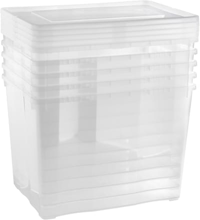 Famanu - Opbergboxen 5 x 20 L medium hoog met transparant deksel – stapelbare transparante boxen met ventilatie