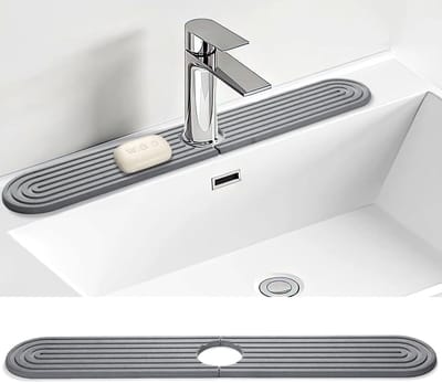 Diatomiet Afwasmat voor Keuken en Badkamer, Sneldrogend Waterabsorberend, Inclusief Schuurpapier (Donkergrijs, 61 x 100 cm)