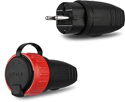 Veiligheidscontact en Stekker Koppelingset Rubber IP44 - Vergrendelbaar - Zwart