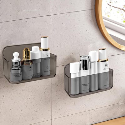Douche Rek Zonder Boren, 2 Stuks Badkamer Plank, Zelfklevende Plastic Wandplanken voor Shampoo, Doucheschuim en Organisatie in de Badkamer en Keuken