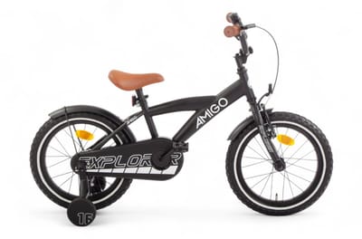 AMIGO Explorer Jongensfiets 16 Inch - Kinderfiets voor 4 tot 6 jaar - 100-115cm - Terugtraprem - Zwart/Wit