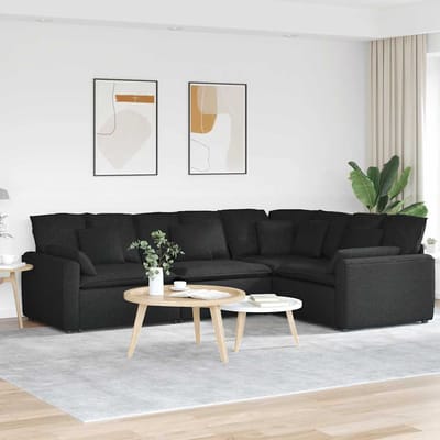 vidaXL - Modulaire - bank - met - kussens - stof - zwart