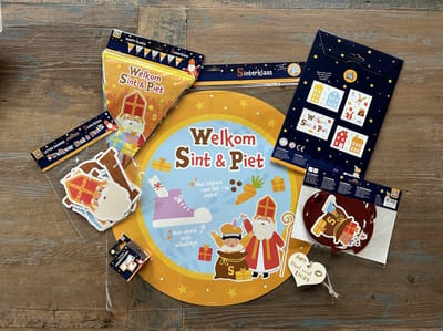 Creaties van Hier - Versierpakket met houten hartje - Sinterklaas - Sinterklaas decoratie - Sinterklaas versiering - Raamstickers - Naamstickerbox -Schoenzetmat - Swirl decorations - Letterbanner - Vlaggetjes