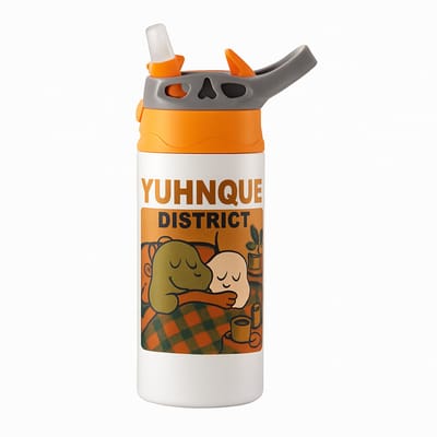 Dromerige Aquarel Drinkfles – Pastel Drinkfles voor Creatieve Geesten en Kunst Liefhebbers - Waterfles voor kinderen (wit/oranje)