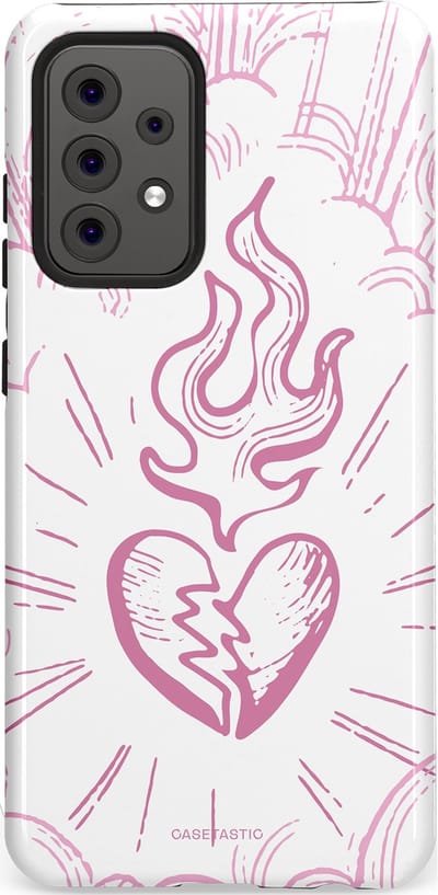 Casetastic Hoesje Geschikt voor Samsung A52 (4G/5G/s) - Stijlvolle Beschermende Duo-layer Case - Roze Liefdesvlam