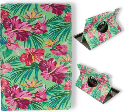 HB Hoes Geschikt voor Samsung Galaxy Tab A7 Lite 8.7 inch - Draaibare Tablet Case Met Print - Tropische Bloemen