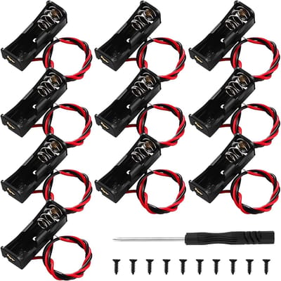 10x 12V 23A batterijhouder - zwart kunststof met draadkabels