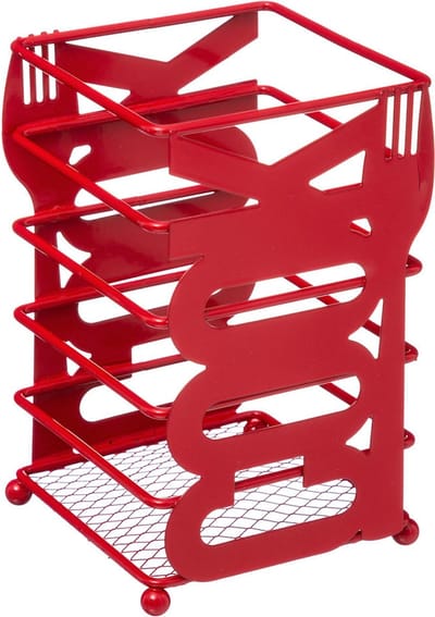 Bestekbak - COOK Design - Keukengerei houder - Bestekhouder vierkant - Bestekpot - Keuken bestek Organizer - Rood