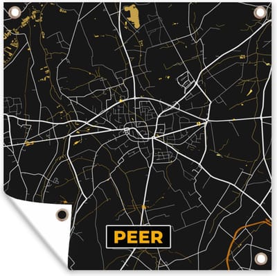 Tuin poster Stadskaart - Peer - Plattegrond - Goud - Kaart - 200x200 cm - Tuindoek