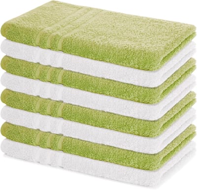Lavea® Set van 8 Handdoeken 50x100 cm, 100% Katoen – Zacht en Absorberend – Perfect als Handdoek voor Thuis en Hotel – Lindegroen en Wit