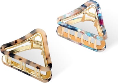Set van 2 Triangulaire Acetaat Haarclips van 5 cm - Antislip Klemmen voor Dames en Meisjes, Ideaal voor Middellang Haar en Styling