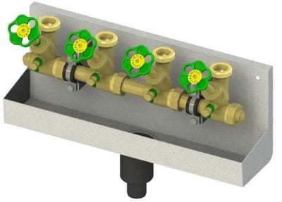 Schlösser Armaturen JS ATV-Station, met stijgende spindel, 4-voudig, DN25, ingang 1'', bovenste uitgang 1 1/2'', 0075642502001