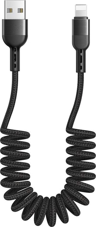 Krulsnoer - Geschikt voor iPhone Oplader Kabel Auto - Tot 1.5 meter - Spiraal USB Kabel - Voor 13Pro Max/13Pro/13/12Pro Max/12Pro/12/11/XS/XS Max/XR/X/8/8 Plus