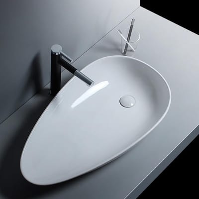 Ovale Wastafel Keramiek - Handbassin Aanrecht - Badkamer Inrichten - Hoogglans Afwerking - L23"xH4"xW14" - Wit
