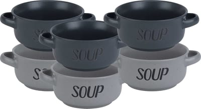 Cosy & Trendy Soepbekers/soepkommen - set 6x stuks - 13 x 6.5 cm - 470 ml - keramiek - mix kleuren - kommetjes