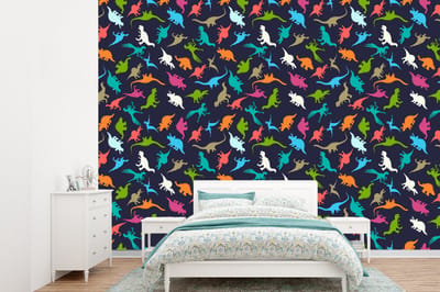 Behang - Fotobehang Patronen - Dino - Kleuren - Jongens - Kinderen - Kids - Kind - Breedte 360 cm x hoogte 260 cm