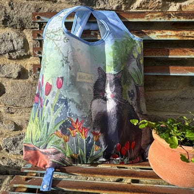 Alex Clark Herbruikbare Tas Kat ~ Cat and Tulips