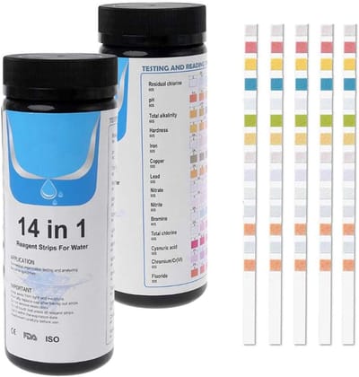 Daity 1 fles - 14-in-1 drinkwaterteststrips – Waterkwaliteitstest voor bron- en kraanwater – Snelle hardheidstest | Eenvoudig afleesbaar met direct resultaat 100 stuks)