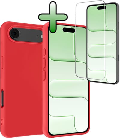 Hoesje Met Screenprotector - Geschikt voor Apple iPhone Air - Sterk & Shockproof - Back Cover - Siliconen Case - Telefoon Hoes - Rood