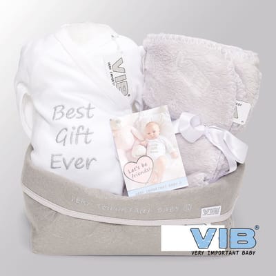 VIB® - Giftset Commodemandje - Blanket Grijs - Babykleertjes - Baby cadeau - zwangerschap aankondiging - geboorte cadeau