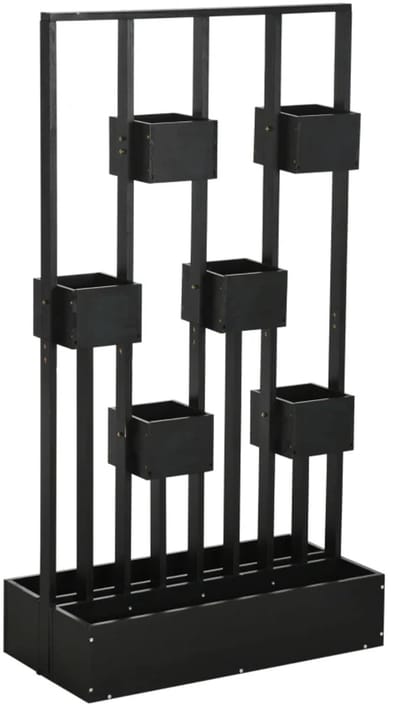Plantenbak - Plantenbakcombinatie - Modulair Ontwerp - Bloembak - Tuinrek - Tuinbed - Plantenrek - Perfect voor Bloemen en Klimplanten – voor Tuin, Terras & Balkon - Natuurlijk Hout - 90 x 45 x 170 cm - Zwart