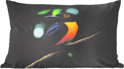 Sierkussens - Kussentjes Woonkamer - 60x40 cm - Vogel - Tak - Geel - Bladeren