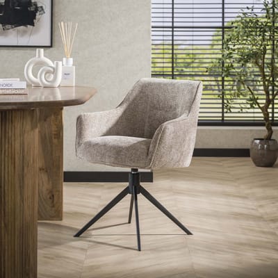 Dimehouse Set van 2 eetkamerstoelen Chia Rich Stof Zand Draaibaar - Chenille - Scandinavisch & Basic