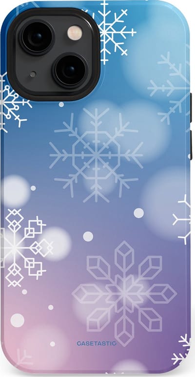 Casetastic hoesje geschikt voor Apple iPhone 13 mini - MagSafe - Dubbellaagse bescherming - Winterse Sneeuwvlokken - Fashion Case - Lichtblauw Lavendel Lichtgrijs Lichtroze