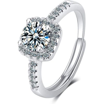 100% S925 Zilveren Sterling Diamanten Ring Voor Vrouwen Trouwringen Verloving Oorsprong Diamant Anel Anillos De Zilver 925 Sieraden Ring Resizable wit