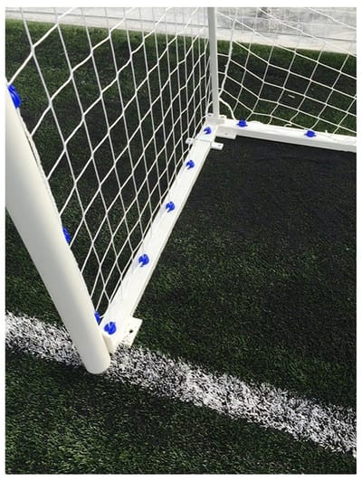 Set metalen voetbaldoelen, gereglementeerde maat, beweegbaar, buis van 80 mm