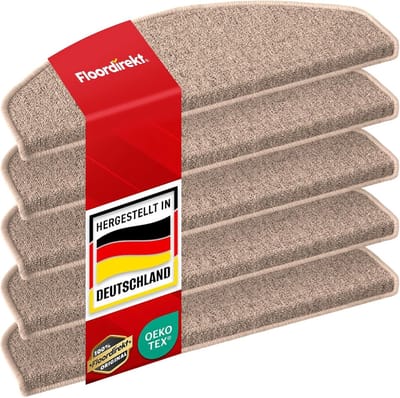 Halfronde Trapmatten Set van 15 - 25 x 65 cm, Beige