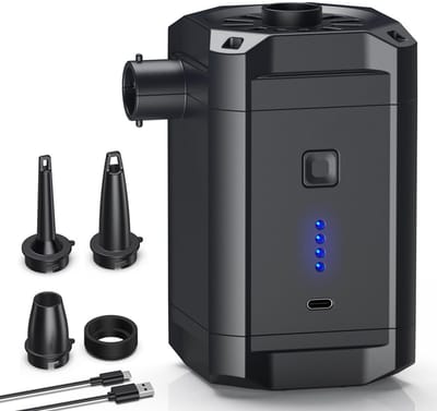 Draadloze Elektrische Luchtpomp - Opblaaspomp - 5200mAh 40min Draadloos - 280L/min Snelle Lucht - 2-in-1 Pomp & Zuig - 3 Universele Mondstukken - Voor Camping, Strand & Thuis