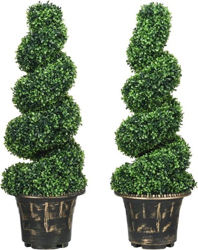 Set van 2 UV-bestendige Kunstplanten in Bloempot - 90 cm Buxus voor Binnen en Buiten