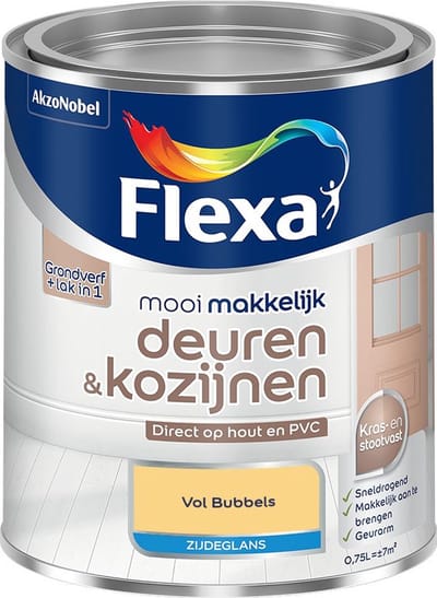 Flexa - Mooi Makkelijk Deuren & Kozijnen Zijdeglans - Vol Bubbels - Mengverf - 750 Ml
